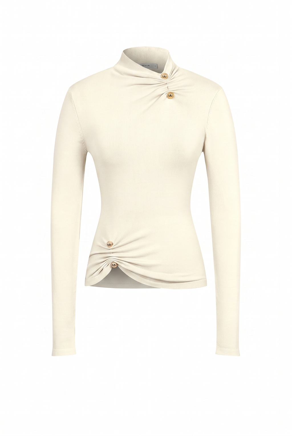 Asymmetric Gold Trim Top: Ivory