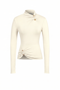 Asymmetric Gold Trim Top: Ivory