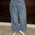 Apple Embroidered Denim Pants