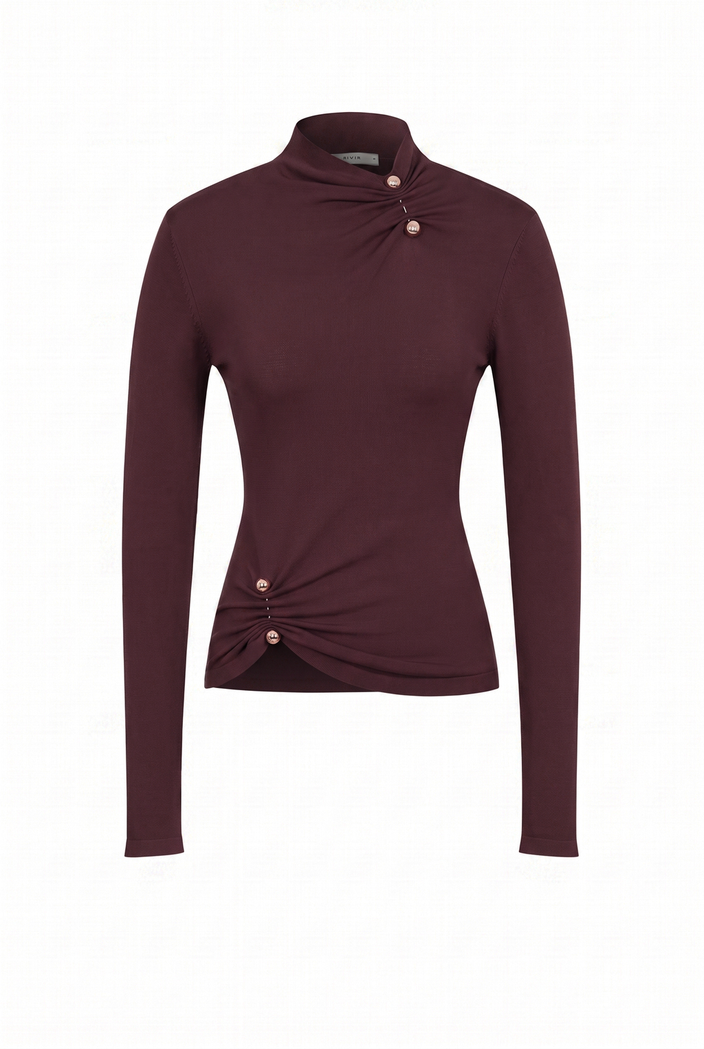Asymmetric Gold Trim Top: Brown
