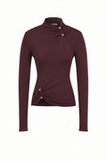 Asymmetric Gold Trim Top: Brown