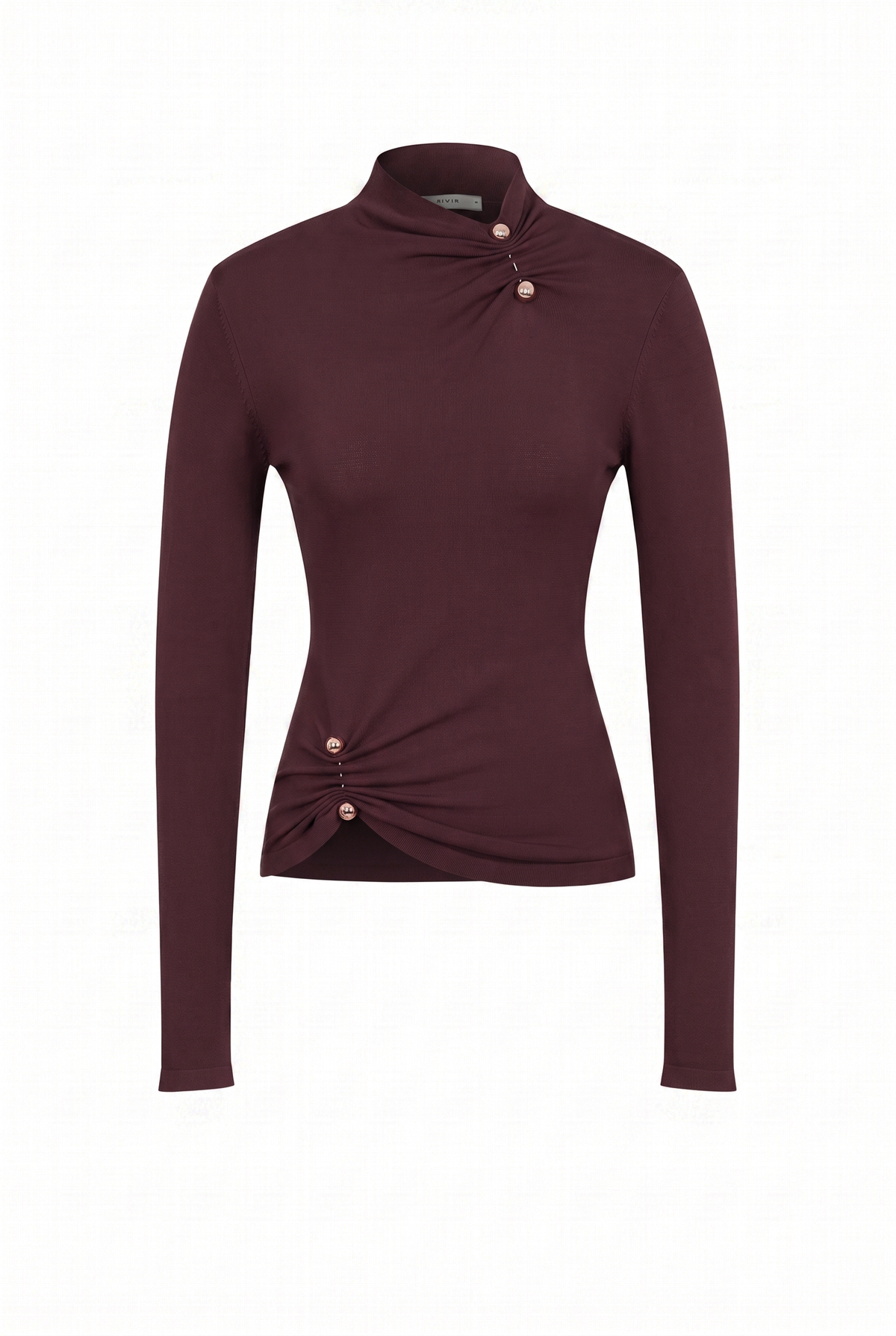 Asymmetric Gold Trim Top: Brown