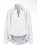 Woven Bubble High Low Blouse: White