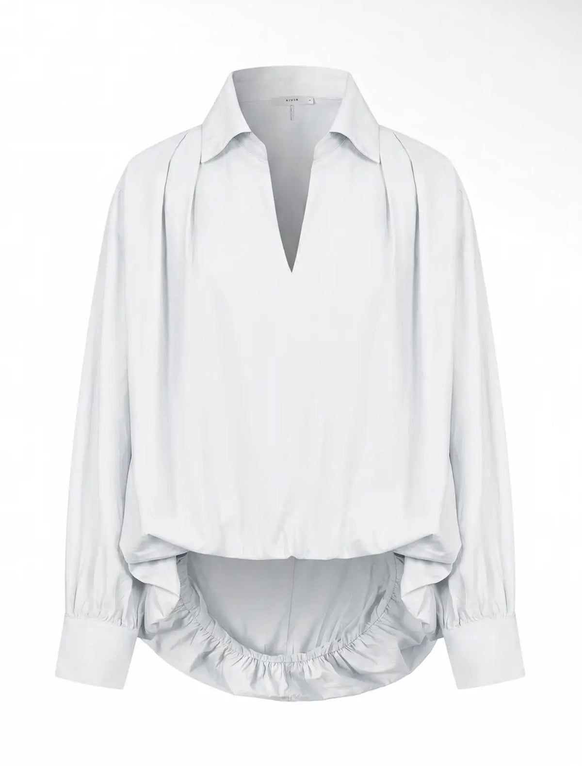 Woven Bubble High Low Blouse: White