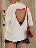 Heart Cutout Back T-Shirt Oversized