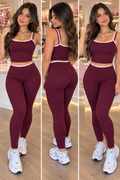 Double layer Workout Set- Burgundy & Pink